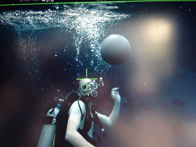 Shooting gray balls under water for AT&T